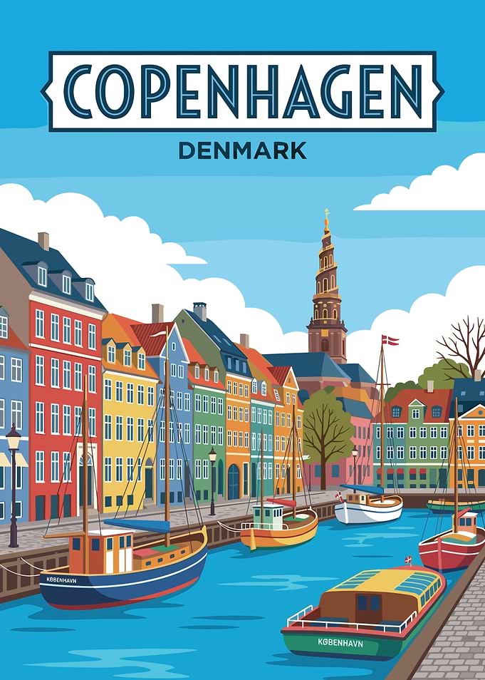 Copenhagen Canal with Colorful Buildings