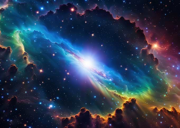 Vibrant Cosmic Nebula with Stars