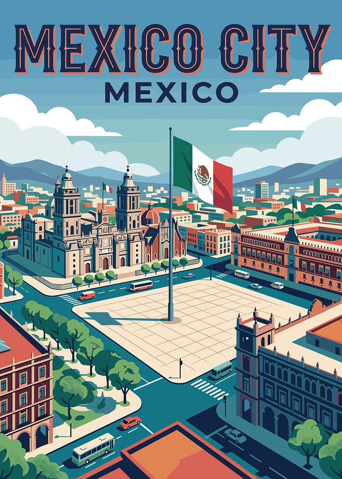 Mexico City Vintage Poster