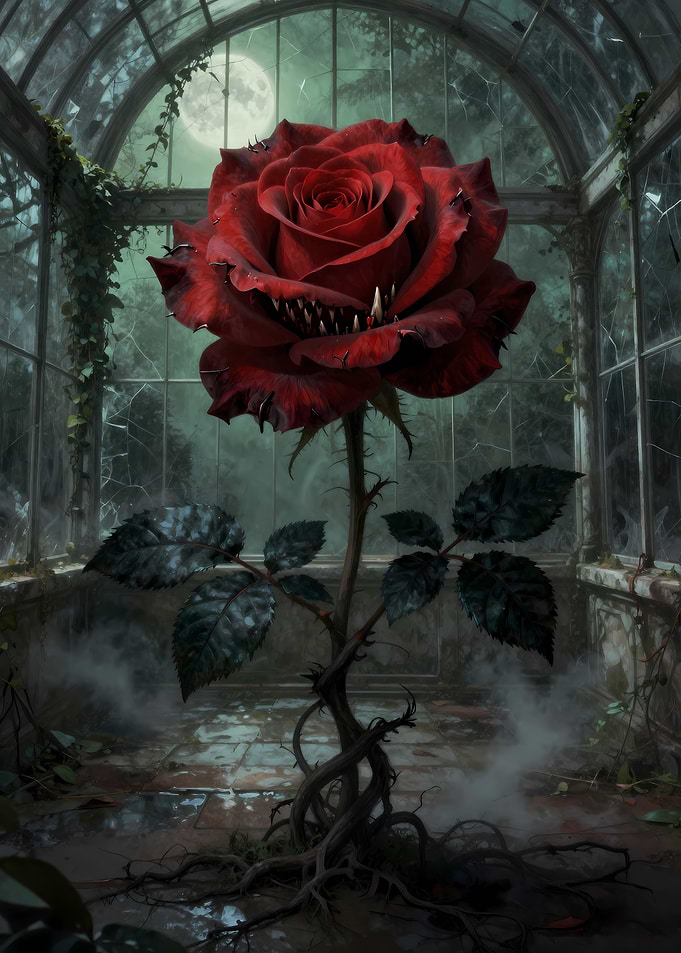Monstrous Red Rose in Greenhouse