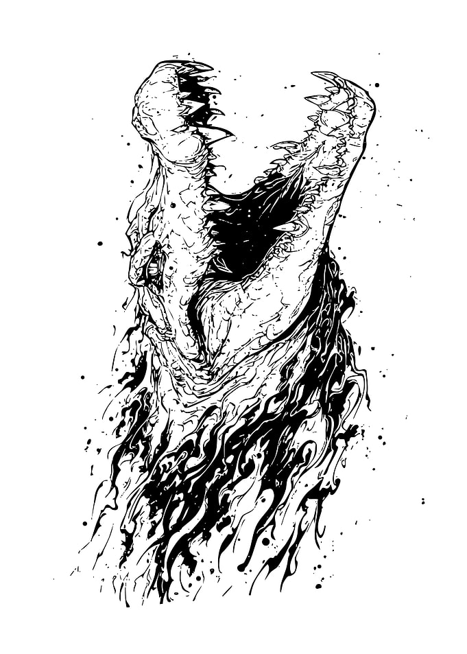 Monstrous creature with open jaws