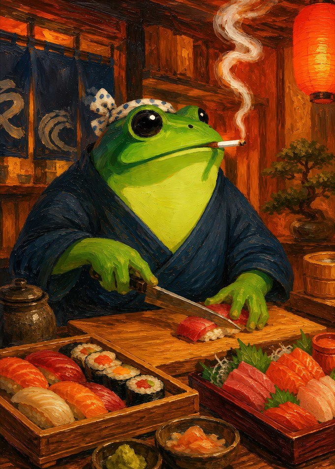 Frog Sushi Chef Smoking