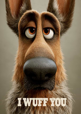 German Shepherd Saying I Wuff You