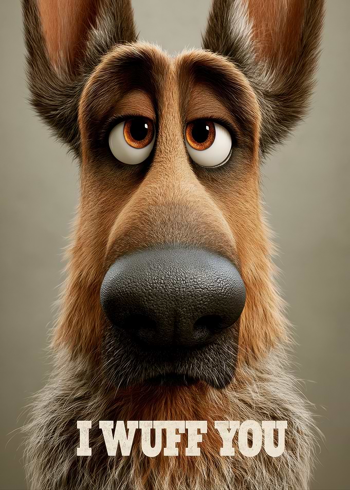 German Shepherd Saying I Wuff You