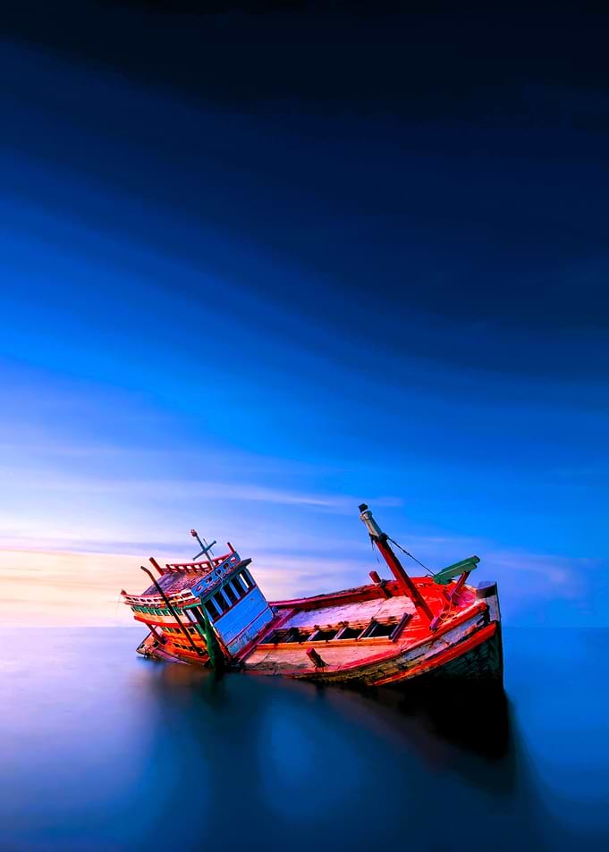 Sunken Ship at Dusk