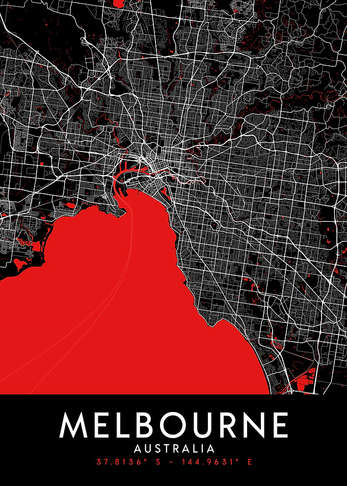 Melbourne Dark Map