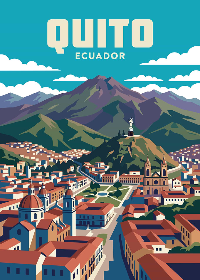 Quito Ecuador Cityscape with Mountains