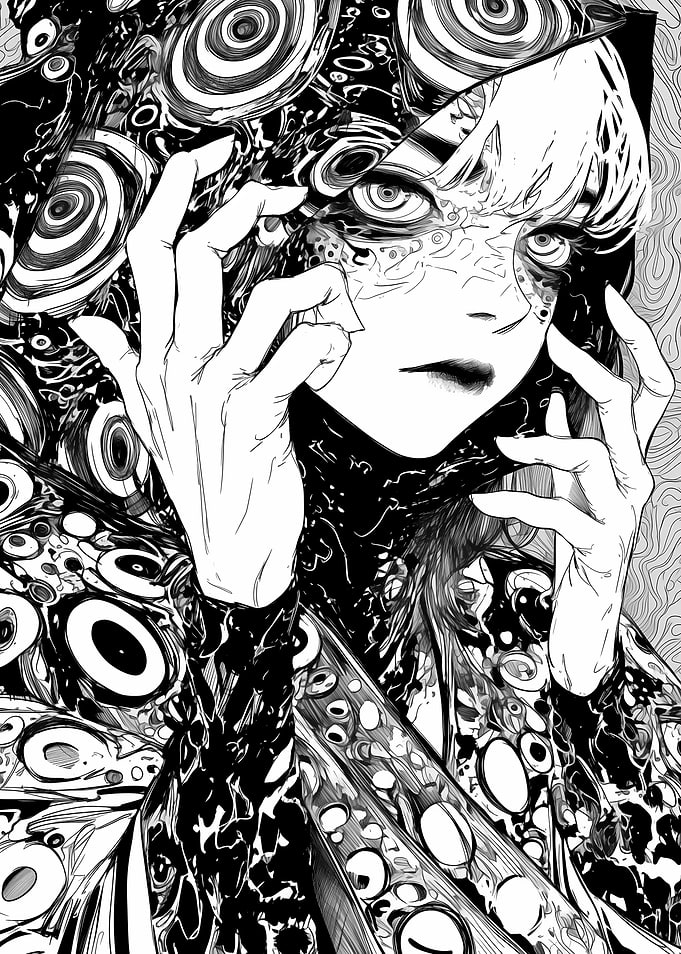 Surreal Portrait with Psychedelic Patterns