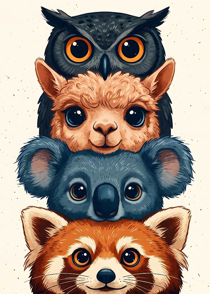 Stack of Cute Animals