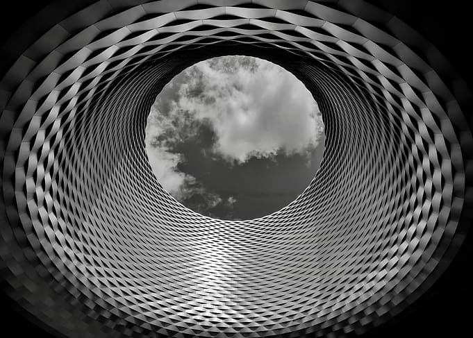 Modern Architecture Looking Up at Sky