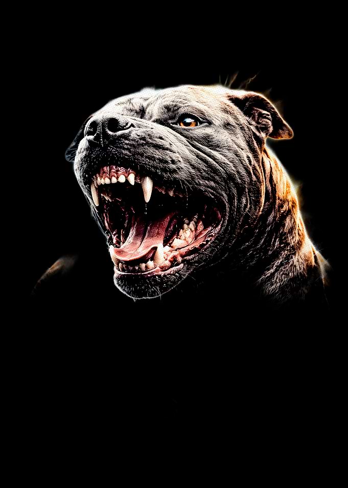 Aggressive Pitbull Dog Growling