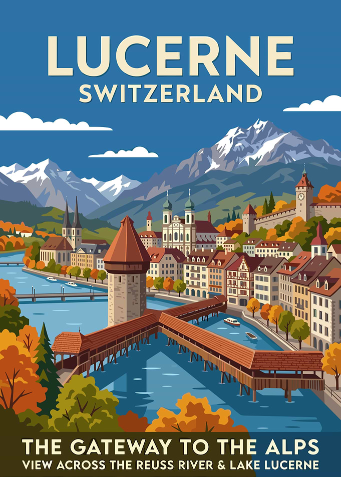 Lucerne, Switzerland Travel Poster