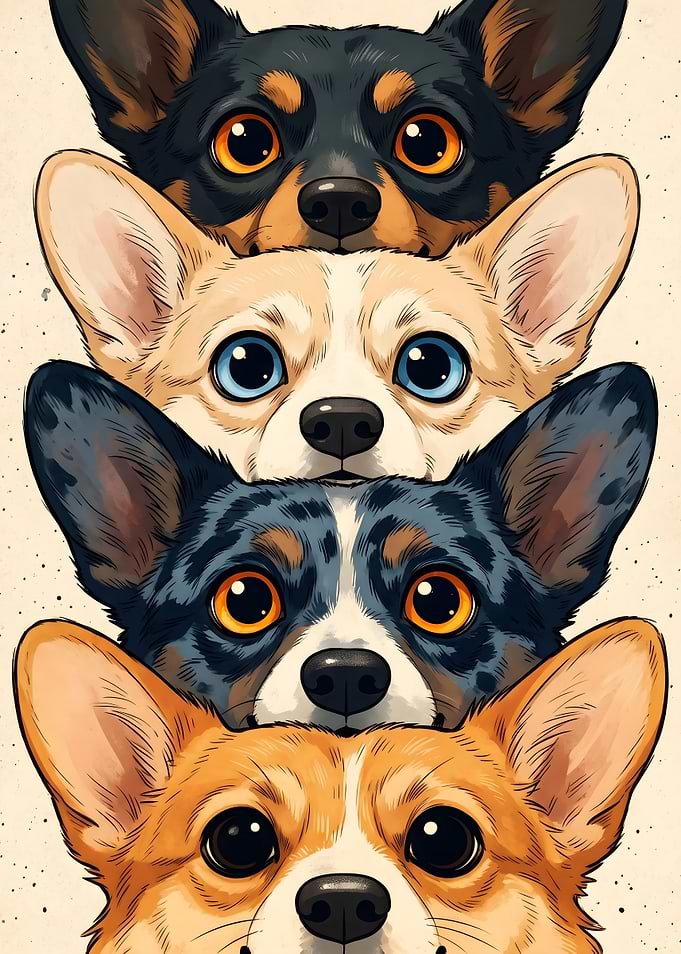 Stack of Adorable Dogs