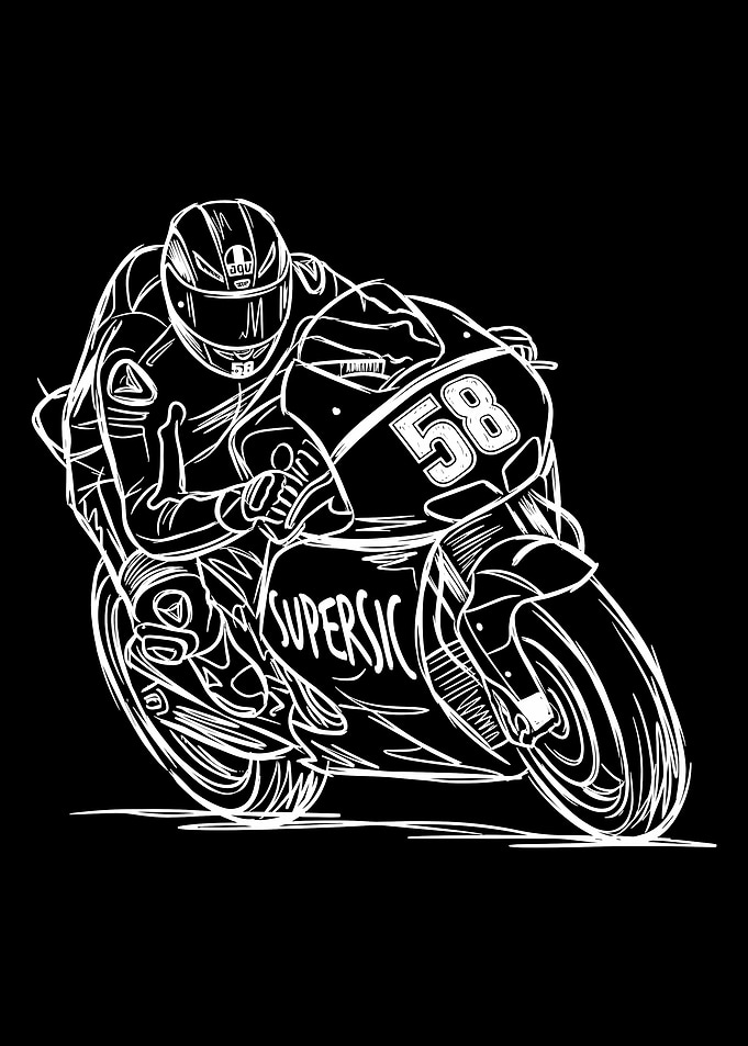 simoncelli Motorcycle Racer with Number 58