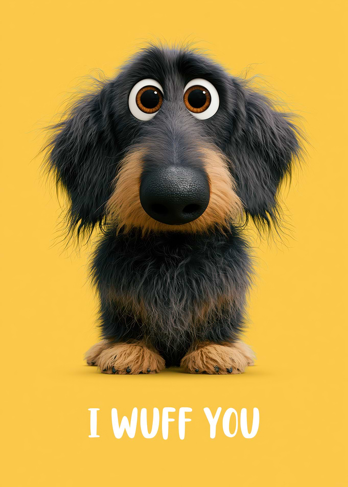 Cute Dachshund Dog Saying I Wuff You