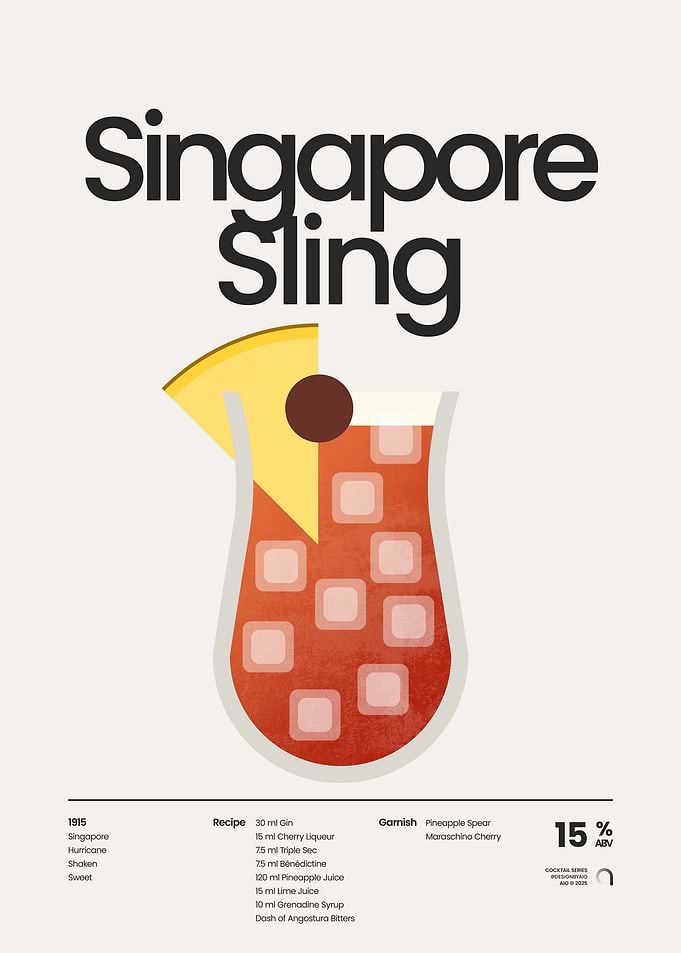 Singapore Sling Cocktail Poster