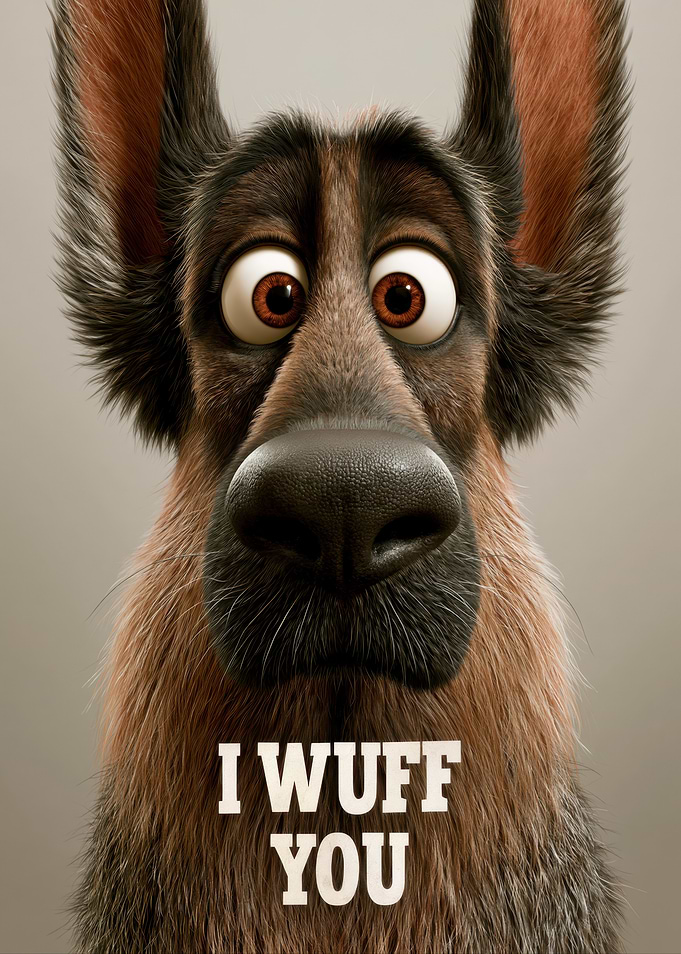 German Shepherd Saying I Wuff You
