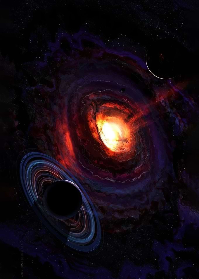 Cosmic Black Hole with Planets