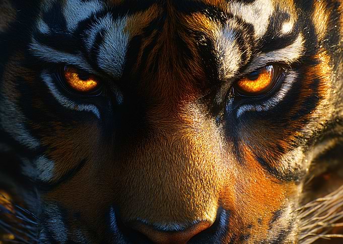 Close-up of a Tiger's Intense Eyes