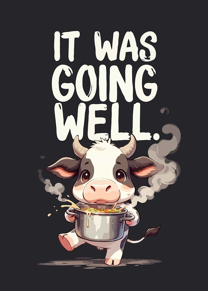 Cute Cow Cooking Disaster