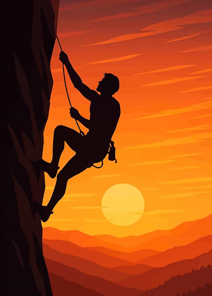 Silhouette Climber at Sunset