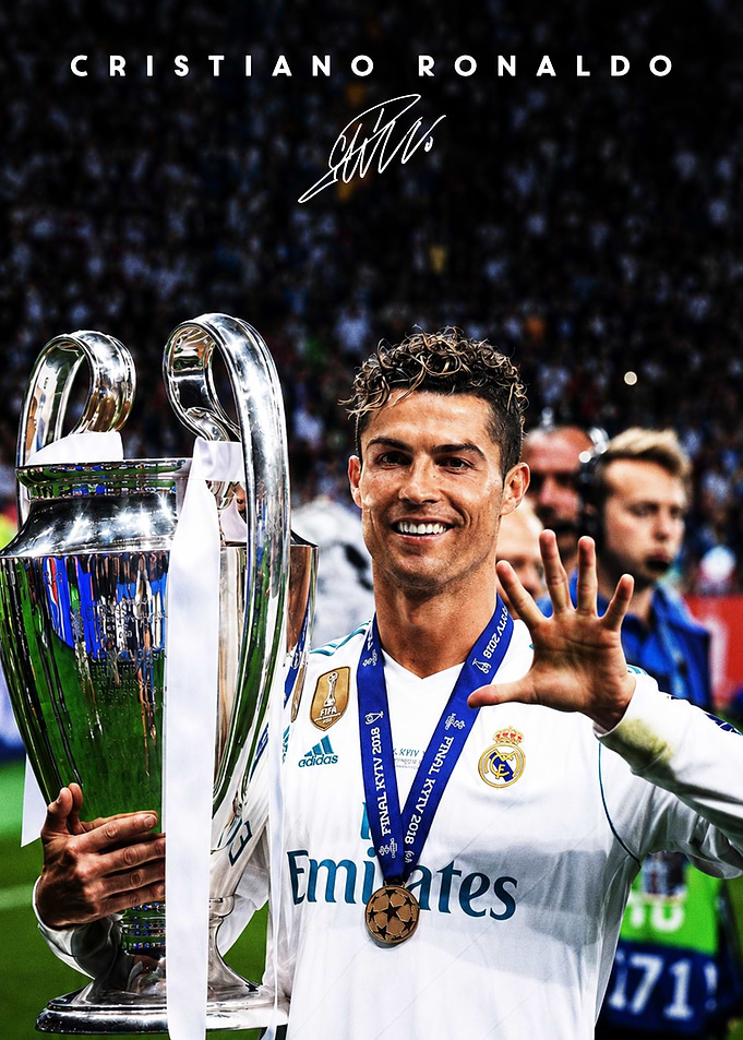 Cristiano Ronaldo with Champions League Trophy