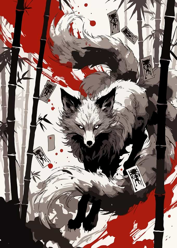 Nine-Tailed Fox with Talismans