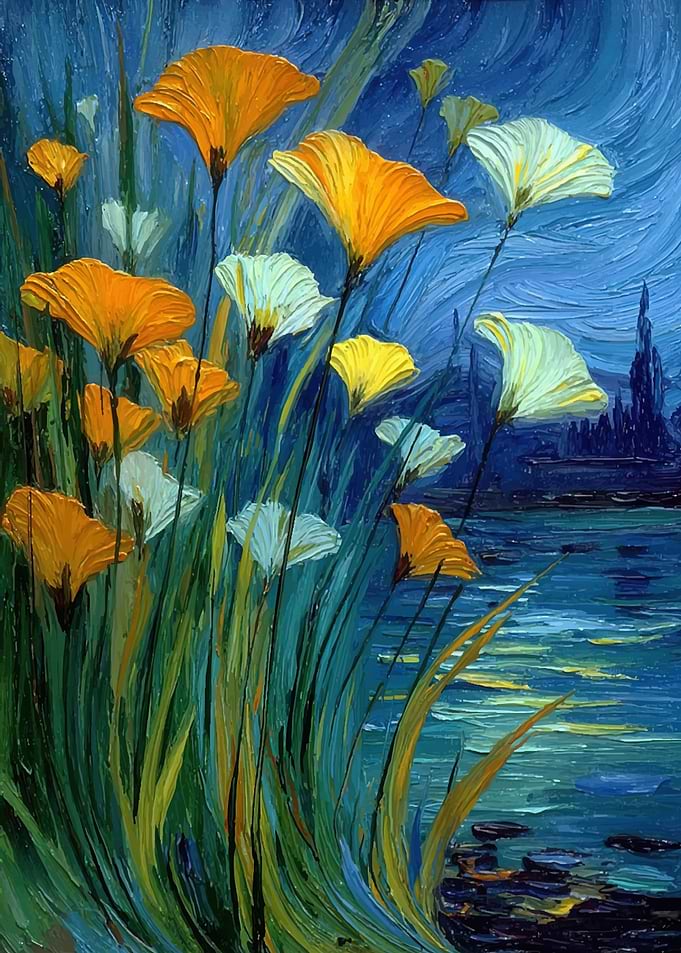 Impressionistic Floral Landscape Painting