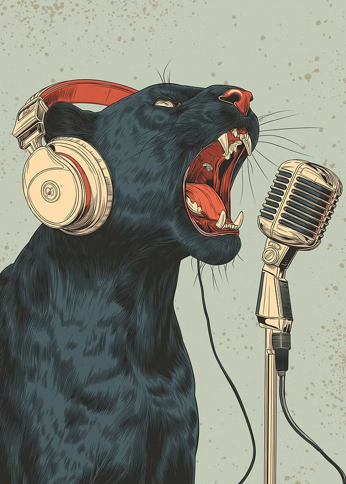 Panther Singing into Microphone
