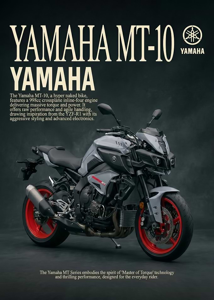 sleek Yamaha MT-10 Motorcycle poster
