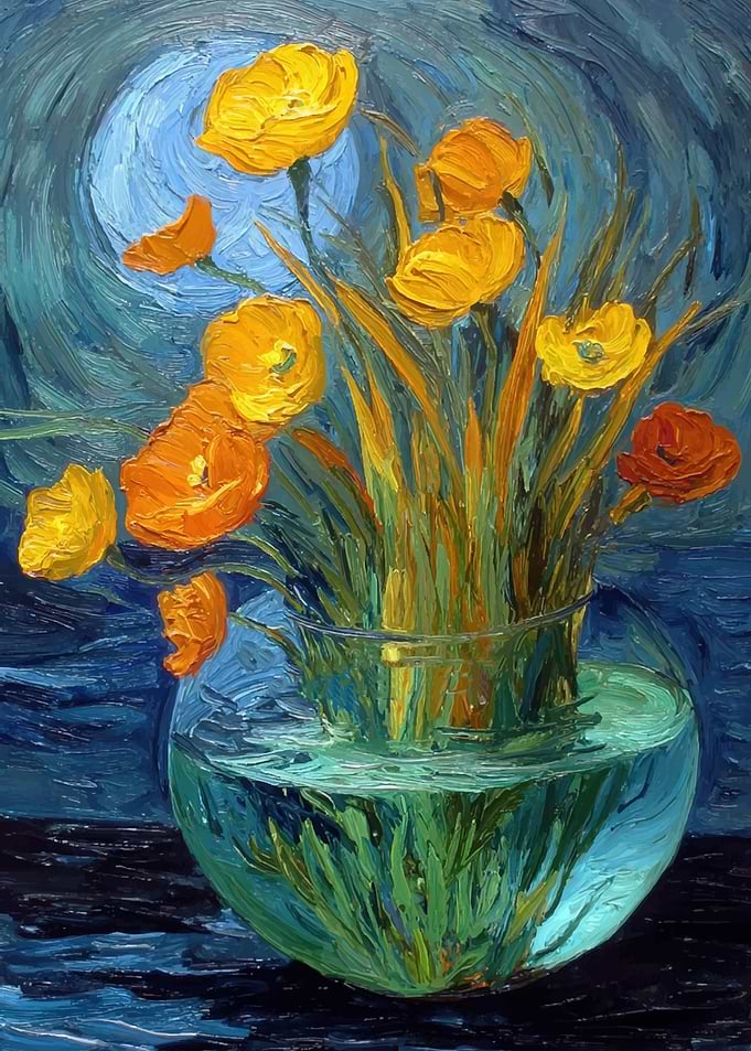 Van Gogh Style Floral Painting