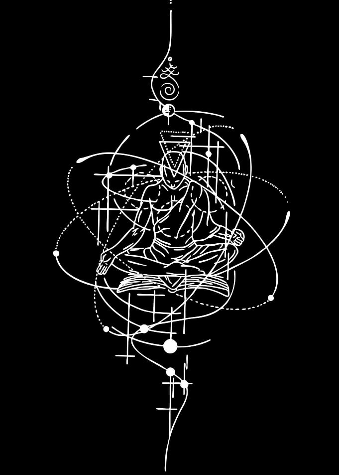 Meditating Figure with Geometric Orbits