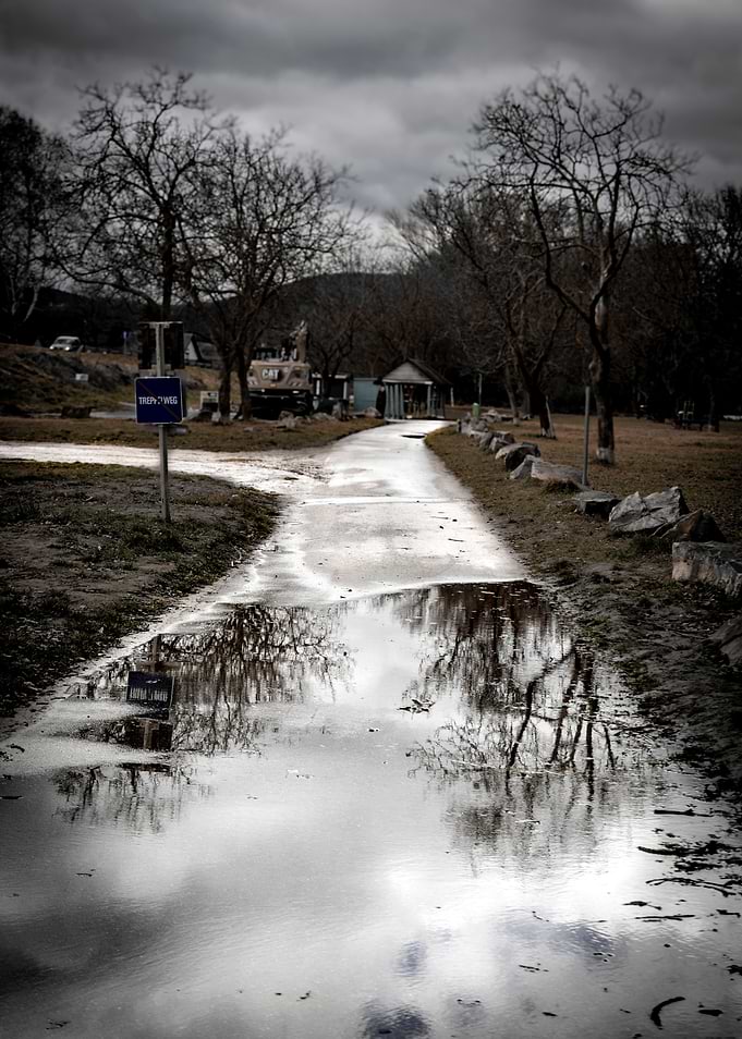 Puddle Reflection on a Rainy Day