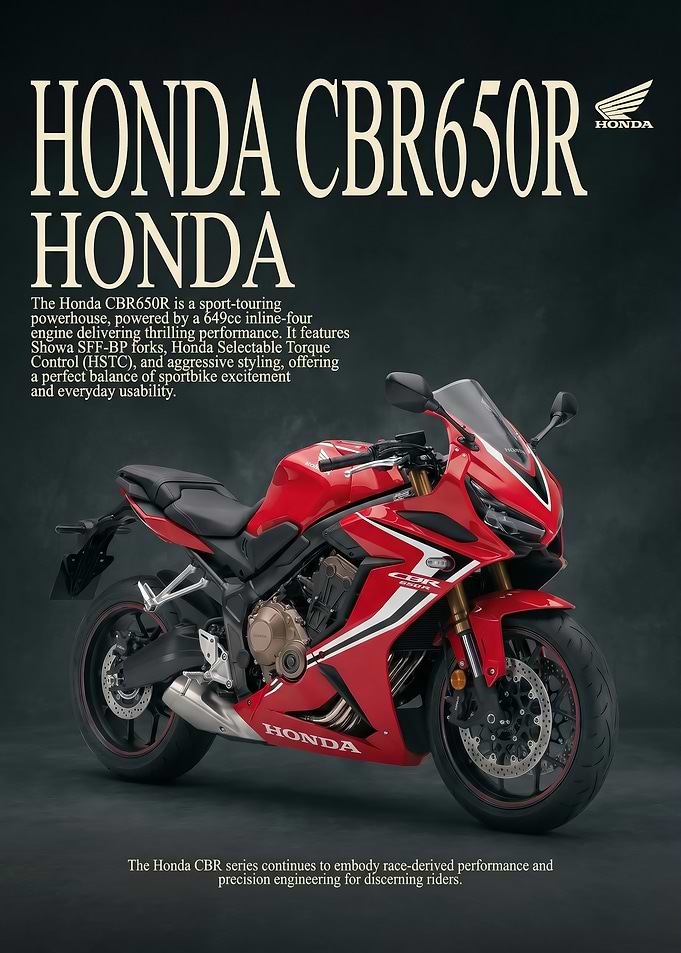 sleek Honda CBR650R Sportbike poster