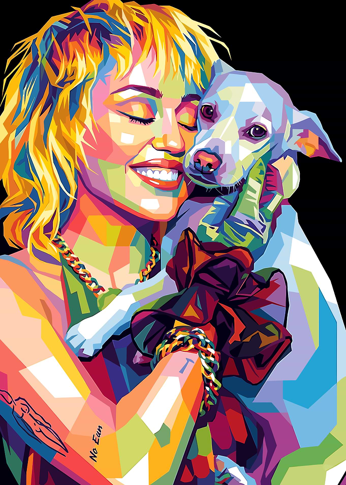 Miley Cyrus with Dog Pop Art
