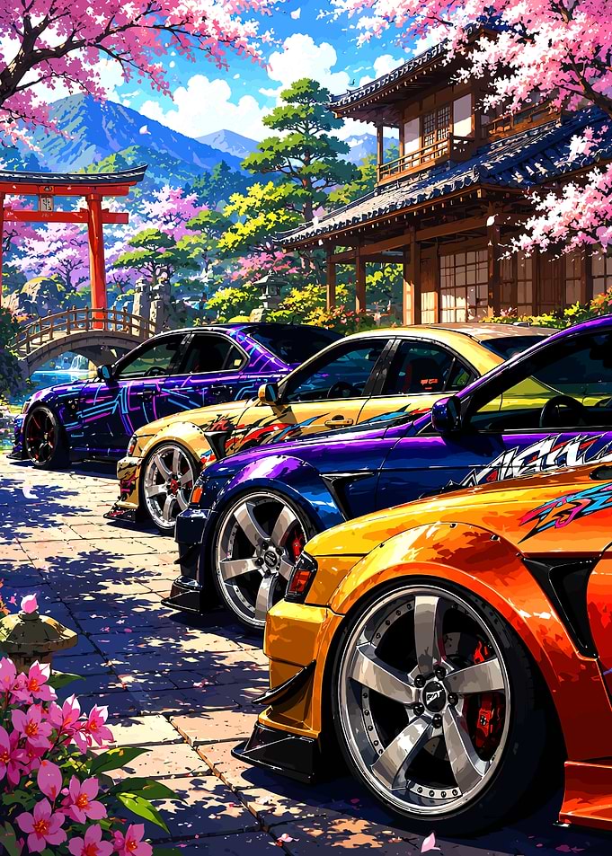 Tuned Cars in Japanese Scenery