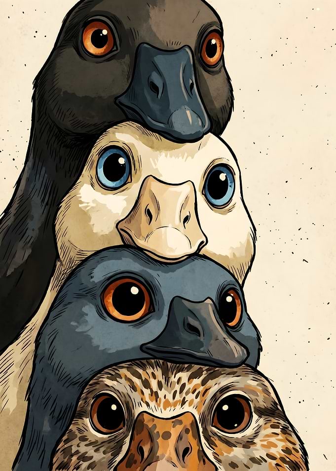 Stack of Cute Birds