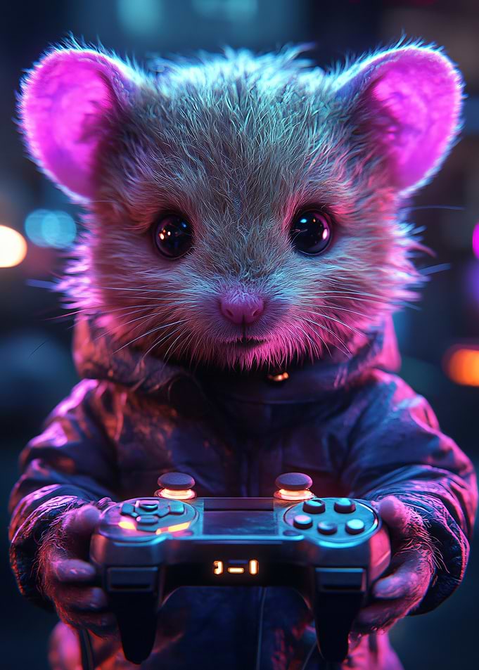 Cute Mouse Gamer with Controller