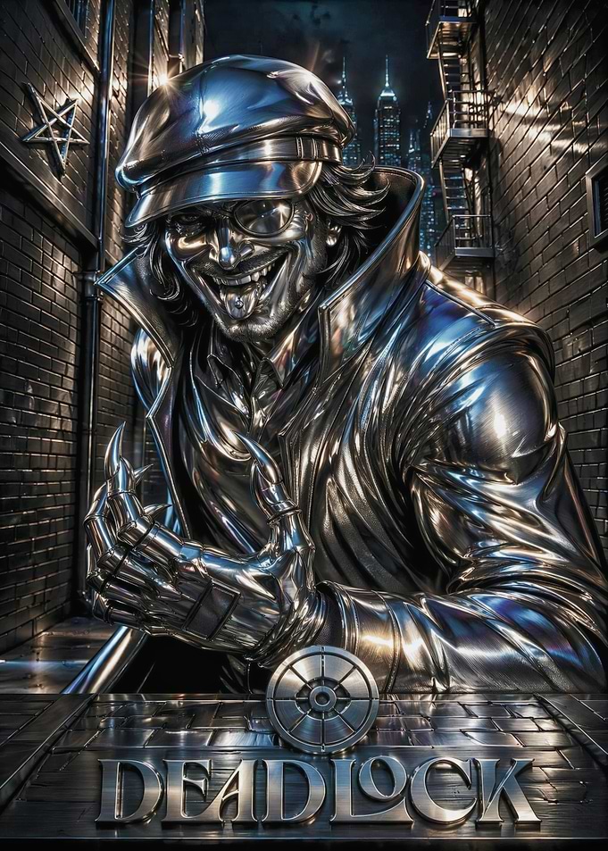 Deadlock Chrome Character in Alley