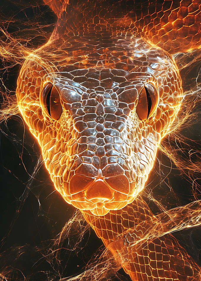 Fiery Snake Head Close-up
