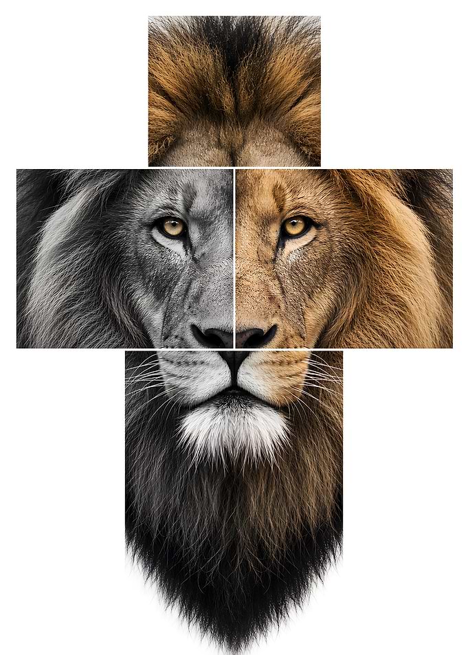 Lion's Face with Cross