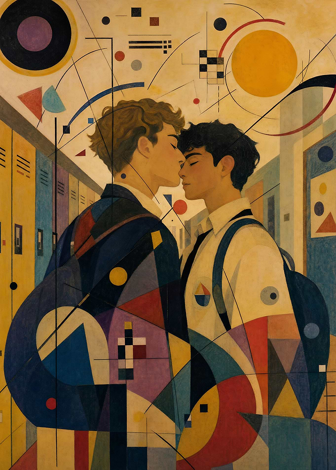 Abstract School Hallway Romance