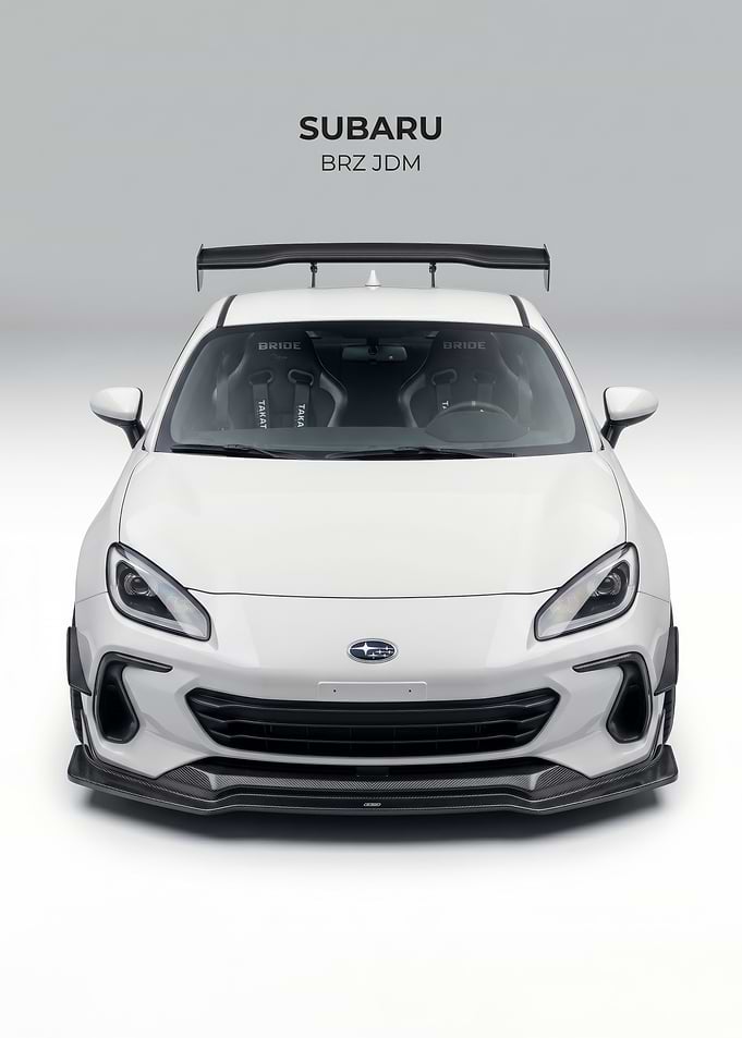 sleek White Subaru BRZ JDM car poster