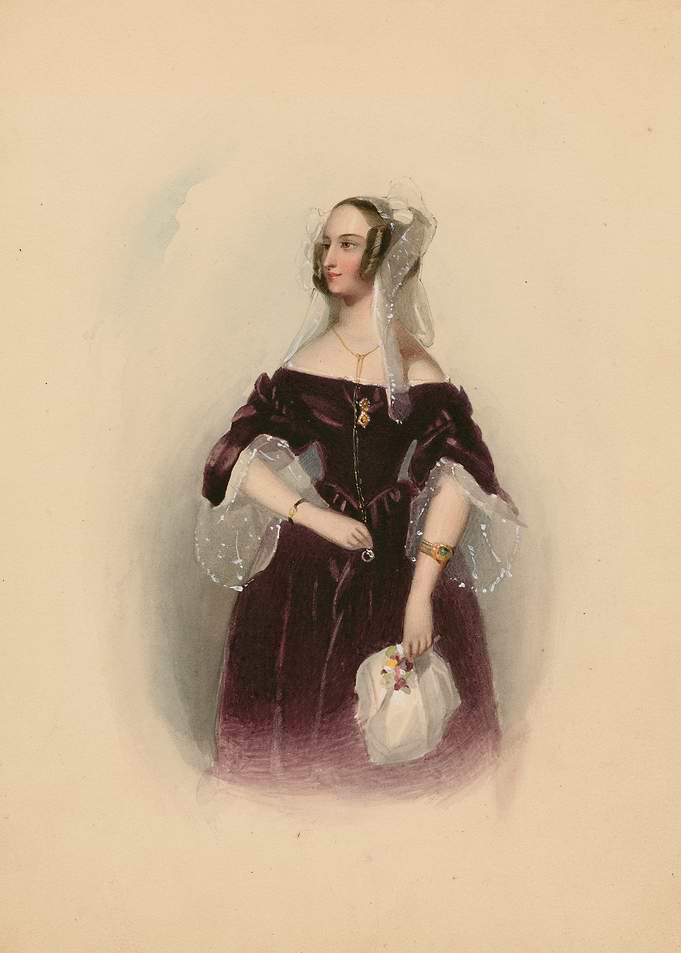 Victorian Woman in Plum Dress