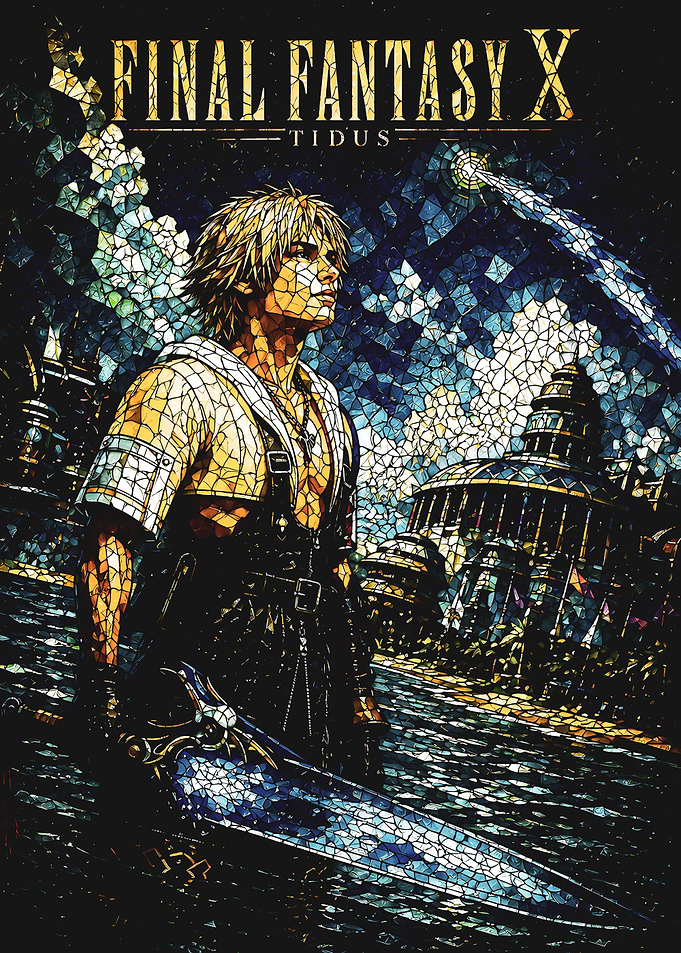 Final Fantasy X Tidus Stained Glass Art
