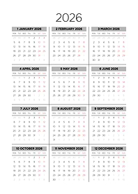 2026 Calendar Grid