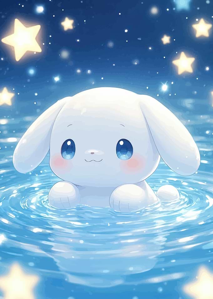Cute Cinnamoroll in Starry Water