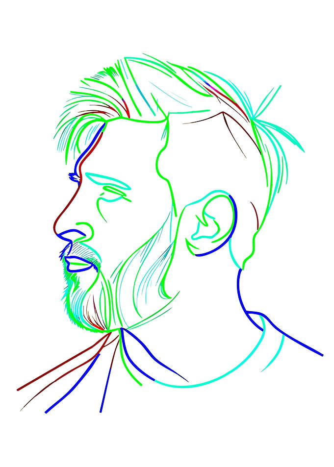 Lionel Messi Line Art Portrait