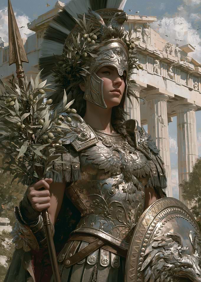 Athena in Greek Temple