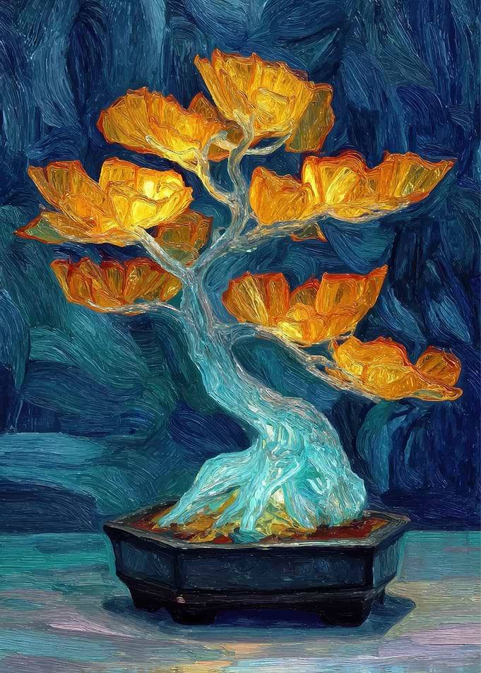 Glowing Bonsai Tree Painting